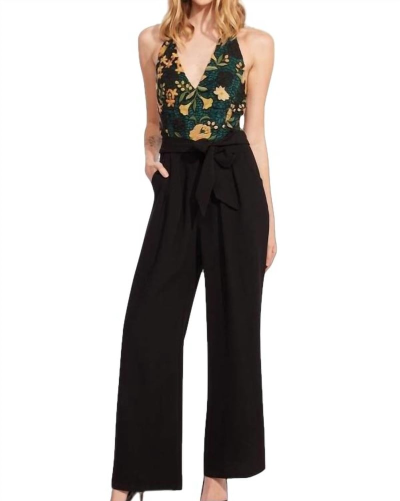 Front of a model wearing a size 10 Gorman Jumpsuit In Harvest Bloom in Harvest Bloom by EVA FRANCO. | dia_product_style_image_id:353977